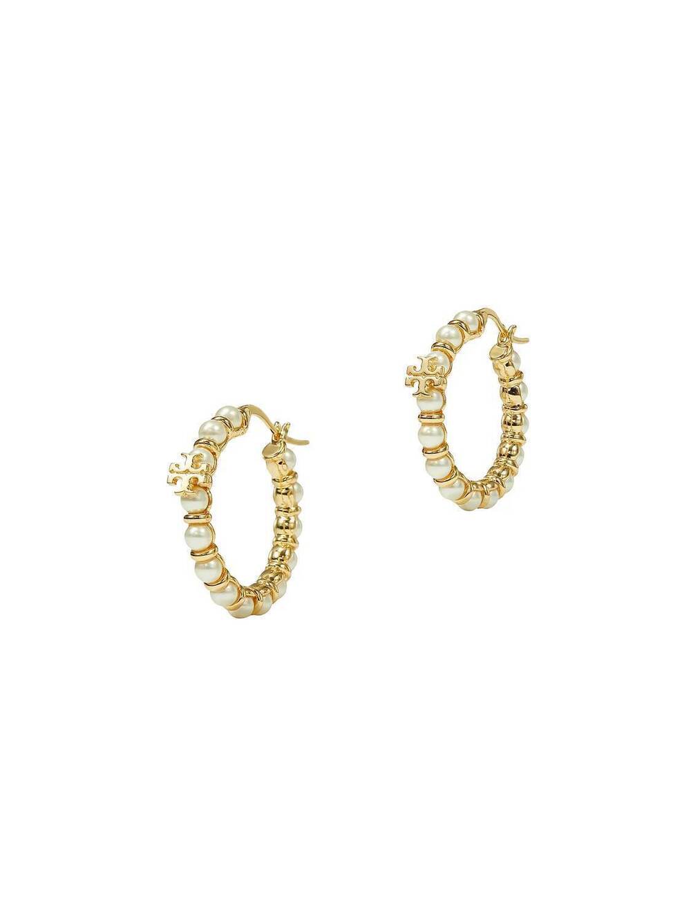 NEW TORY BURCH kira pearl hoop earrings in white